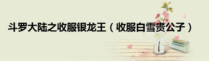 斗羅大陸之收服銀龍王（收服白雪貴公子）
