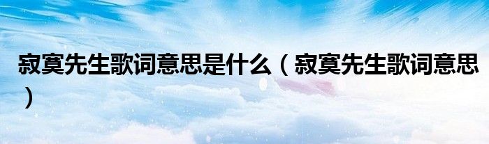 寂寞先生歌詞意思是什么（寂寞先生歌詞意思）