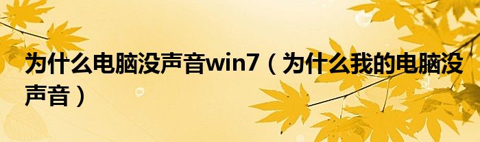 為什么電腦沒(méi)聲音win7（為什么我的電腦沒(méi)聲音）