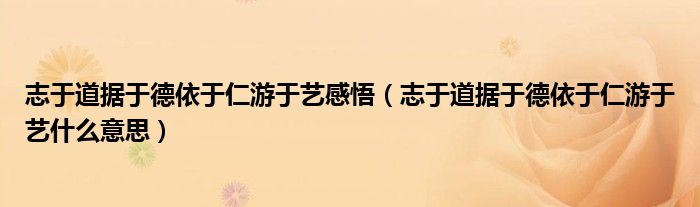 志于道據(jù)于德依于仁游于藝感悟（志于道據(jù)于德依于仁游于藝什么意思）