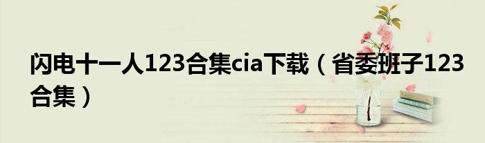 閃電十一人123合集cia下載（省委班子123合集）