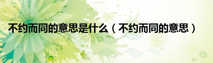 不約而同的意思是什么（不約而同的意思）
