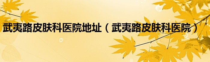 武夷路皮膚科醫(yī)院地址（武夷路皮膚科醫(yī)院）