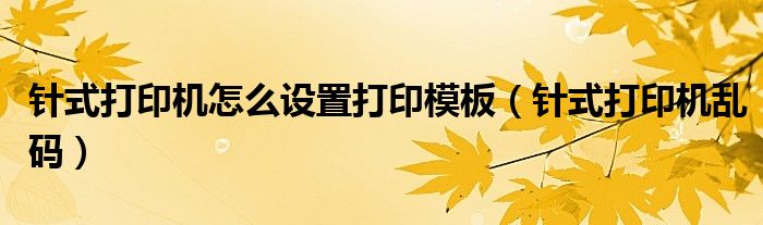 針式打印機(jī)怎么設(shè)置打印模板（針式打印機(jī)亂碼）