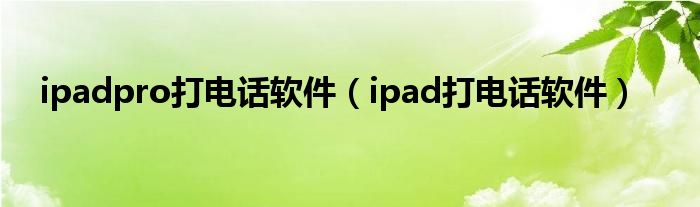 ipadpro打電話軟件（ipad打電話軟件）