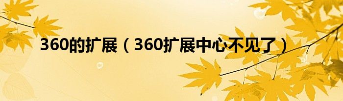 360的擴(kuò)展（360擴(kuò)展中心不見(jiàn)了）