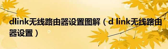 dlink無線路由器設置圖解（d link無線路由器設置）
