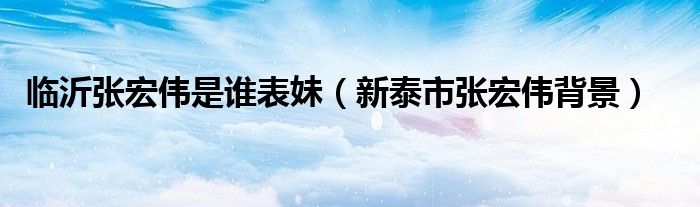 臨沂張宏偉是誰(shuí)表妹（新泰市張宏偉背景）