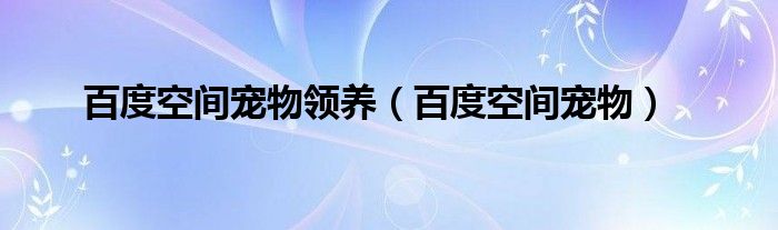 百度空間寵物領養(yǎng)（百度空間寵物）