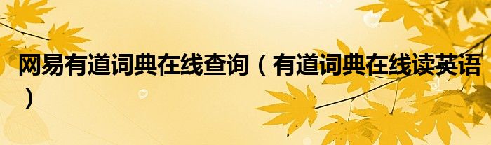 網(wǎng)易有道詞典在線查詢（有道詞典在線讀英語）