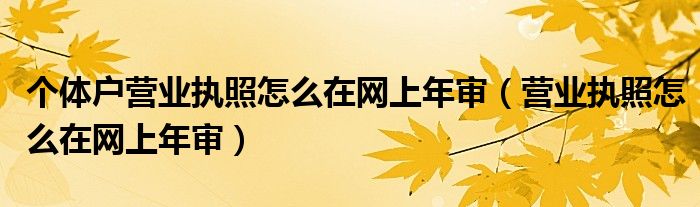 個體戶營業(yè)執(zhí)照怎么在網上年審（營業(yè)執(zhí)照怎么在網上年審）