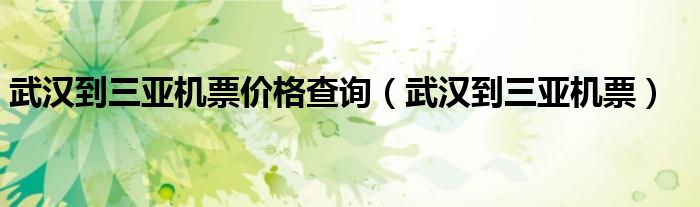 武漢到三亞機(jī)票價(jià)格查詢(xún)（武漢到三亞機(jī)票）