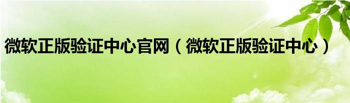 微軟正版驗證中心官網（微軟正版驗證中心）