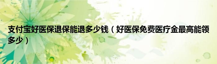 支付寶好醫(yī)保退保能退多少錢（好醫(yī)保免費醫(yī)療金最高能領(lǐng)多少）