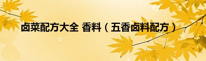 鹵菜配方大全 香料（五香鹵料配方）