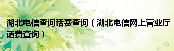 湖北電信查詢話費查詢（湖北電信網(wǎng)上營業(yè)廳話費查詢）