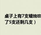 桌子上有7支蠟燭吹滅5只還剩幾只（桌子上有7支蠟燭吹滅了5支還剩幾支）