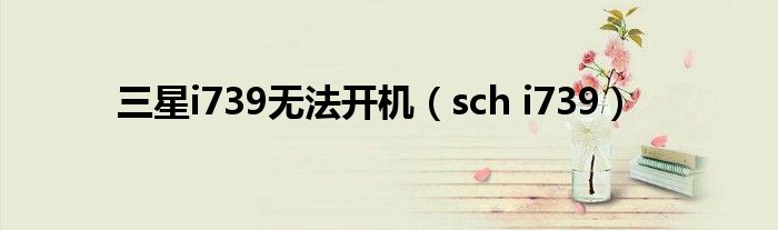 三星i739無法開機(jī)（sch i739）