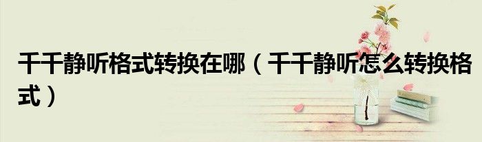 千千靜聽格式轉(zhuǎn)換在哪（千千靜聽怎么轉(zhuǎn)換格式）