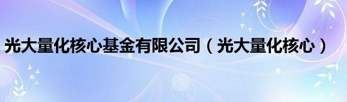光大量化核心基金有限公司（光大量化核心）