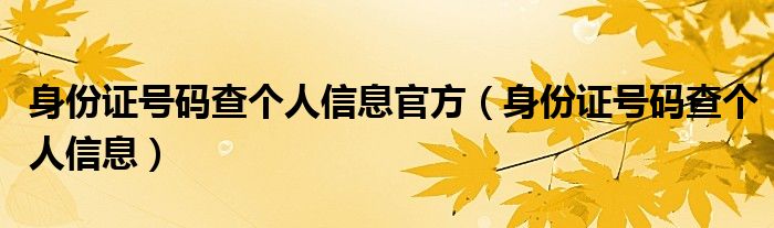 身份證號碼查個人信息官方（身份證號碼查個人信息）
