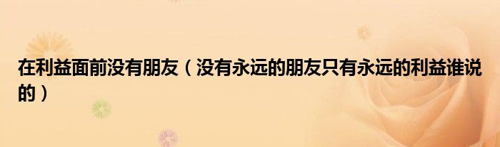 在利益面前沒(méi)有朋友（沒(méi)有永遠(yuǎn)的朋友只有永遠(yuǎn)的利益誰(shuí)說(shuō)的）
