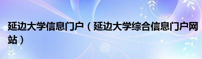 延邊大學信息門戶（延邊大學綜合信息門戶網(wǎng)站）