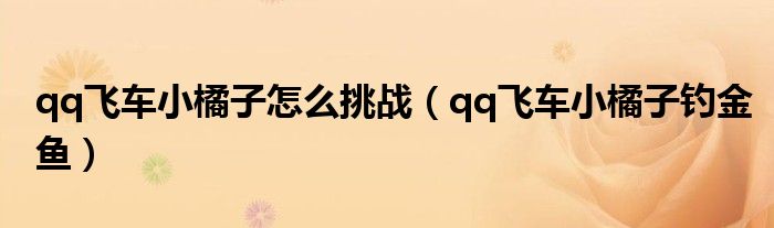 qq飛車小橘子怎么挑戰(zhàn)（qq飛車小橘子釣金魚）