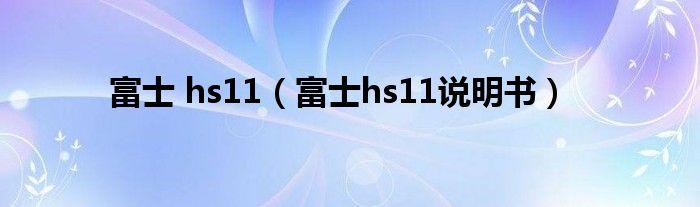 富士 hs11（富士hs11說明書）