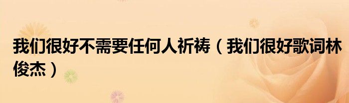 我們很好不需要任何人祈禱（我們很好歌詞林俊杰）