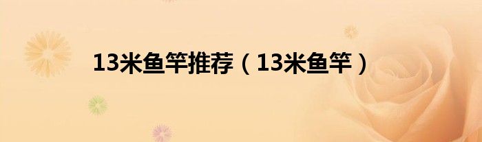 13米魚竿推薦（13米魚竿）