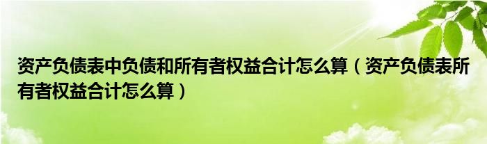 資產(chǎn)負(fù)債表中負(fù)債和所有者權(quán)益合計(jì)怎么算（資產(chǎn)負(fù)債表所有者權(quán)益合計(jì)怎么算）