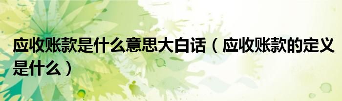 應(yīng)收賬款是什么意思大白話（應(yīng)收賬款的定義是什么）