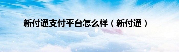 新付通支付平臺怎么樣（新付通）
