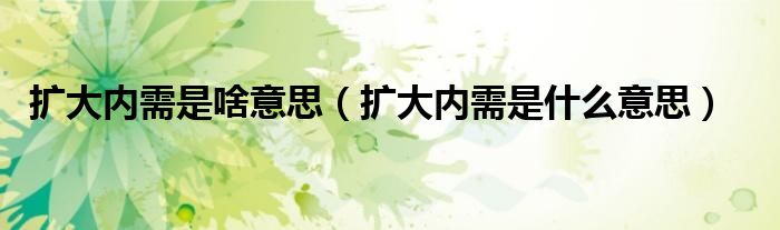 擴大內(nèi)需是啥意思（擴大內(nèi)需是什么意思）