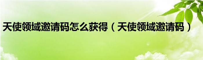 天使領域邀請碼怎么獲得（天使領域邀請碼）