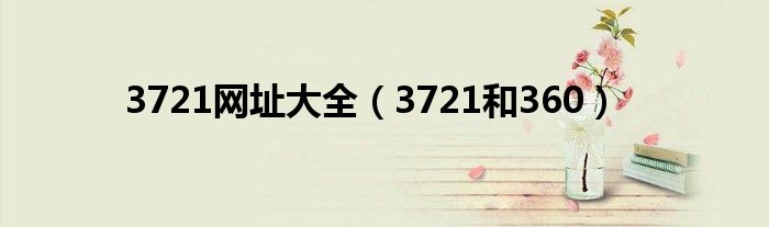 3721網(wǎng)址大全（3721和360）