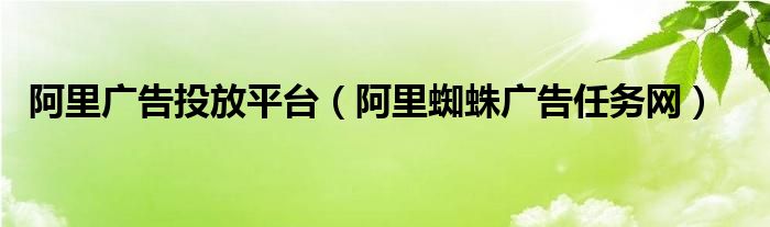 阿里廣告投放平臺（阿里蜘蛛廣告任務(wù)網(wǎng)）