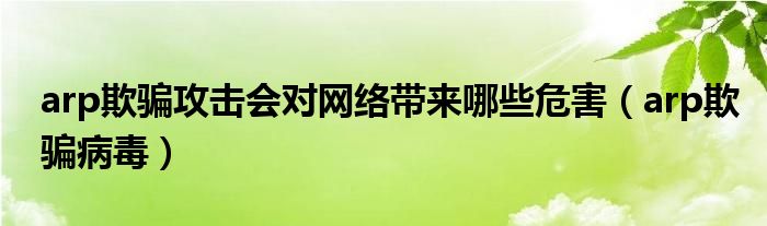 arp欺騙攻擊會對網(wǎng)絡(luò)帶來哪些危害（arp欺騙病毒）