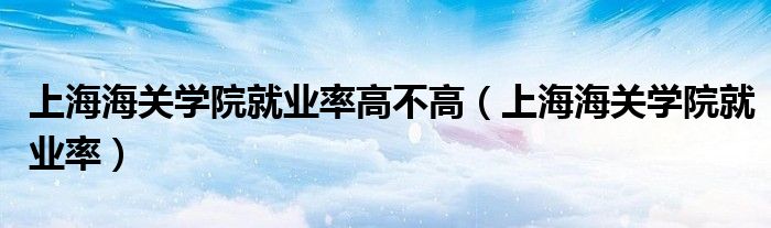 上海海關(guān)學(xué)院就業(yè)率高不高（上海海關(guān)學(xué)院就業(yè)率）