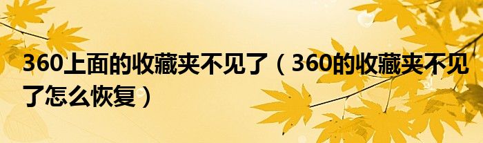 360上面的收藏夾不見(jiàn)了（360的收藏夾不見(jiàn)了怎么恢復(fù)）