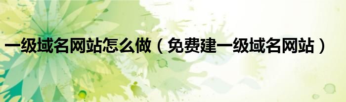 一級域名網(wǎng)站怎么做（免費建一級域名網(wǎng)站）