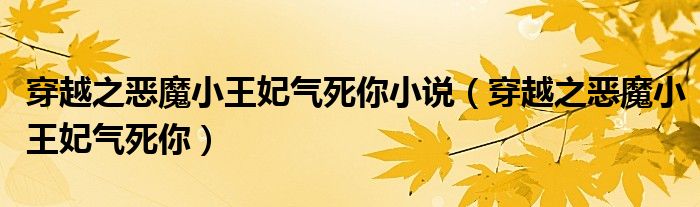穿越之惡魔小王妃氣死你小說（穿越之惡魔小王妃氣死你）