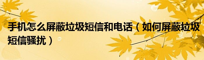 手機(jī)怎么屏蔽垃圾短信和電話(huà)（如何屏蔽垃圾短信騷擾）