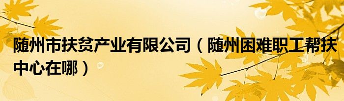 隨州市扶貧產(chǎn)業(yè)有限公司（隨州困難職工幫扶中心在哪）