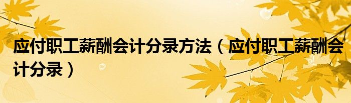 應付職工薪酬會計分錄方法（應付職工薪酬會計分錄）