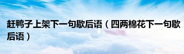 趕鴨子上架下一句歇后語（四兩棉花下一句歇后語）