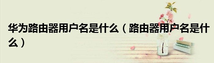 華為路由器用戶名是什么（路由器用戶名是什么）