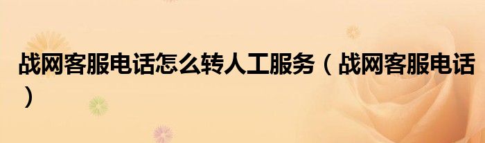 戰(zhàn)網(wǎng)客服電話怎么轉(zhuǎn)人工服務(wù)（戰(zhàn)網(wǎng)客服電話）