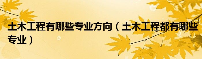 土木工程有哪些專業(yè)方向（土木工程都有哪些專業(yè)）